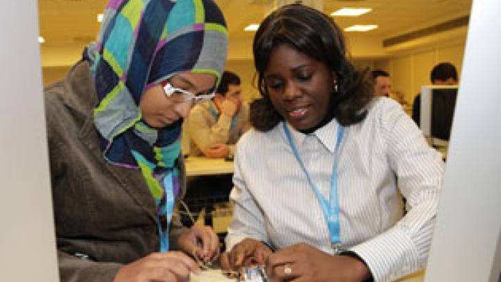 Workshop participants work with state-of-the-art hardware