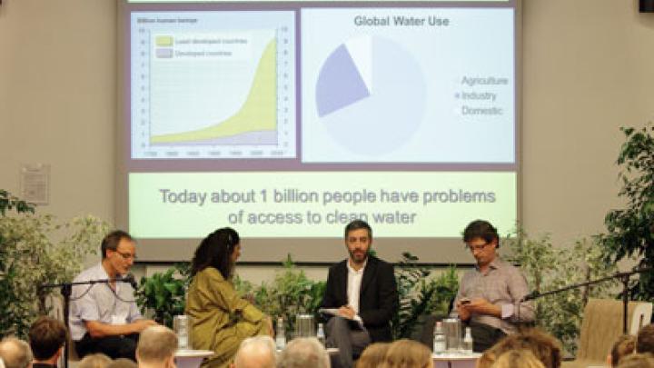 A roundtable session at TriesteNext organized by ICTP featured Filippo Giorgi (left) and Lidia Brito of UNESCO